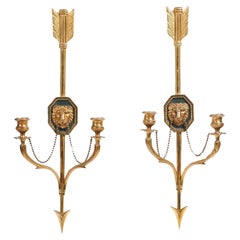Fine Pair of Italian Ormolu Wall Lights or Appliques in the French Empire Style Fine Pair of Italian Ormolu Wall Lights or Appliques in the French Empire Style