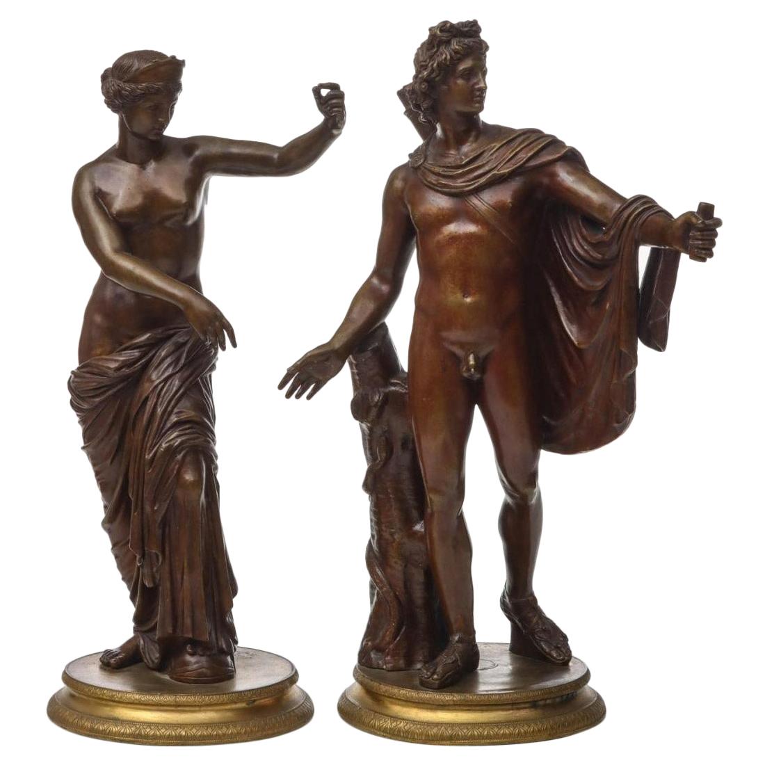 Fine Pair of Italian Patinated Bronze Sculptures by Salvatore Errico