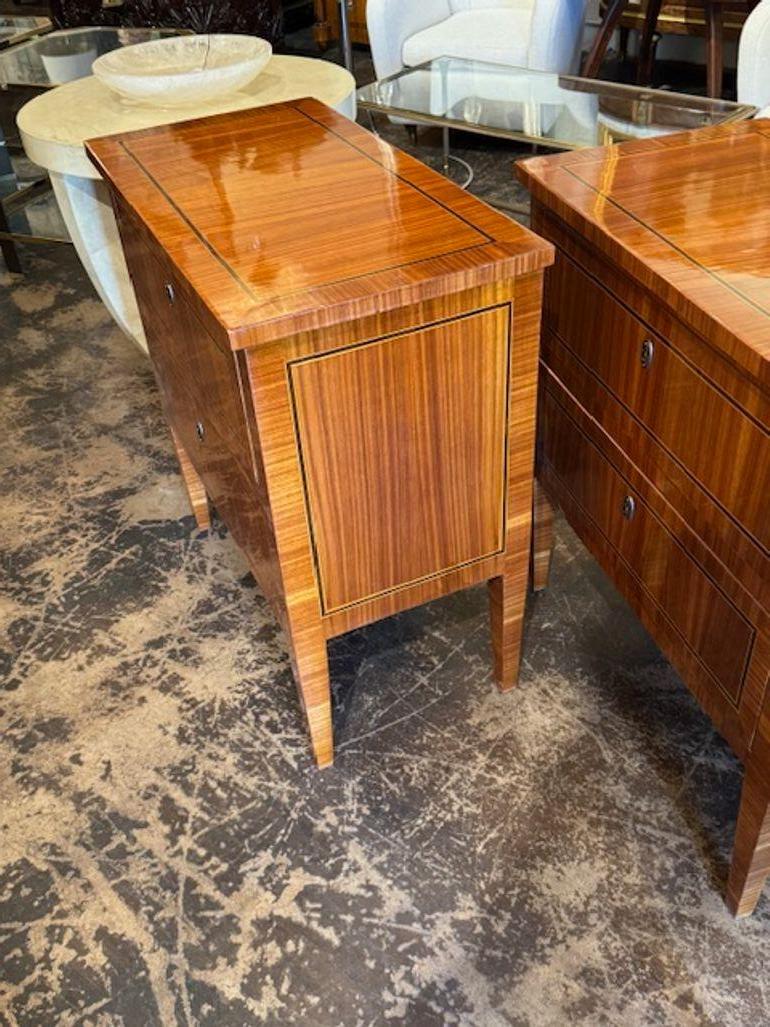 Fine Pair of Italian Polished Inlaid Walnut Neo-Classical Side Tables 2