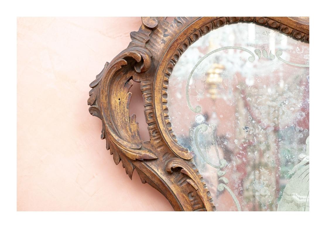Fine Pair of Italian Rococo Style Etched Mirrors with Silhouettes For Sale 8