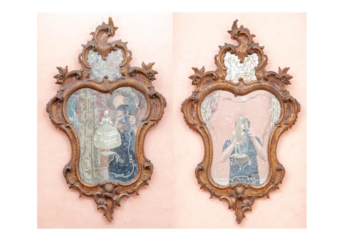 Fine Pair of Italian Rococo Style Etched Mirrors with Silhouettes For Sale 10