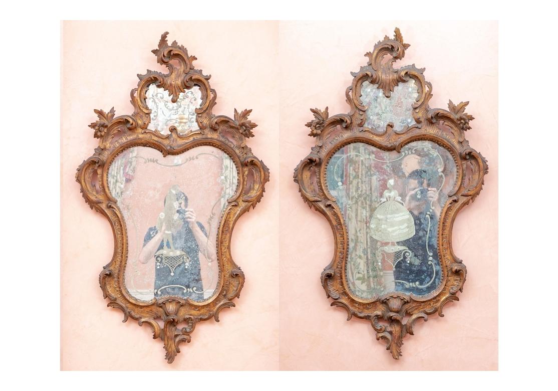 Fine Pair of Italian Rococo Style Etched Mirrors with Silhouettes For Sale 11