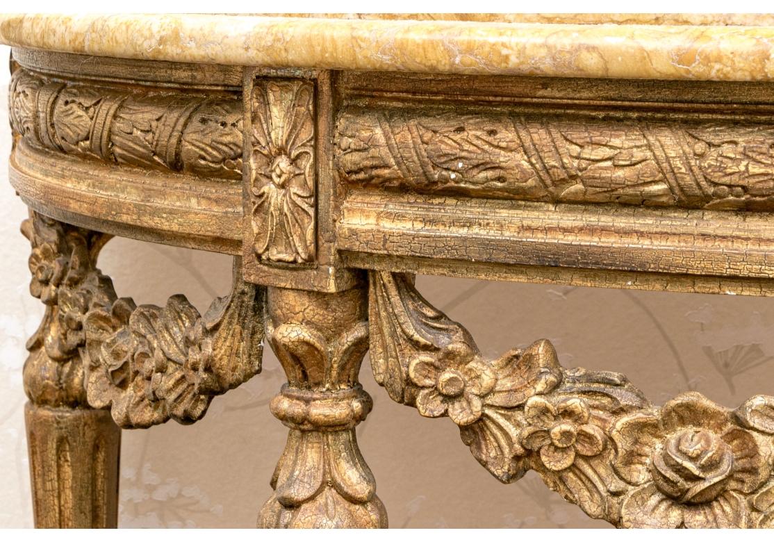 Fine Pair Of Italianate Stone Top Demi Lune Consoles for Restoration For Sale 4