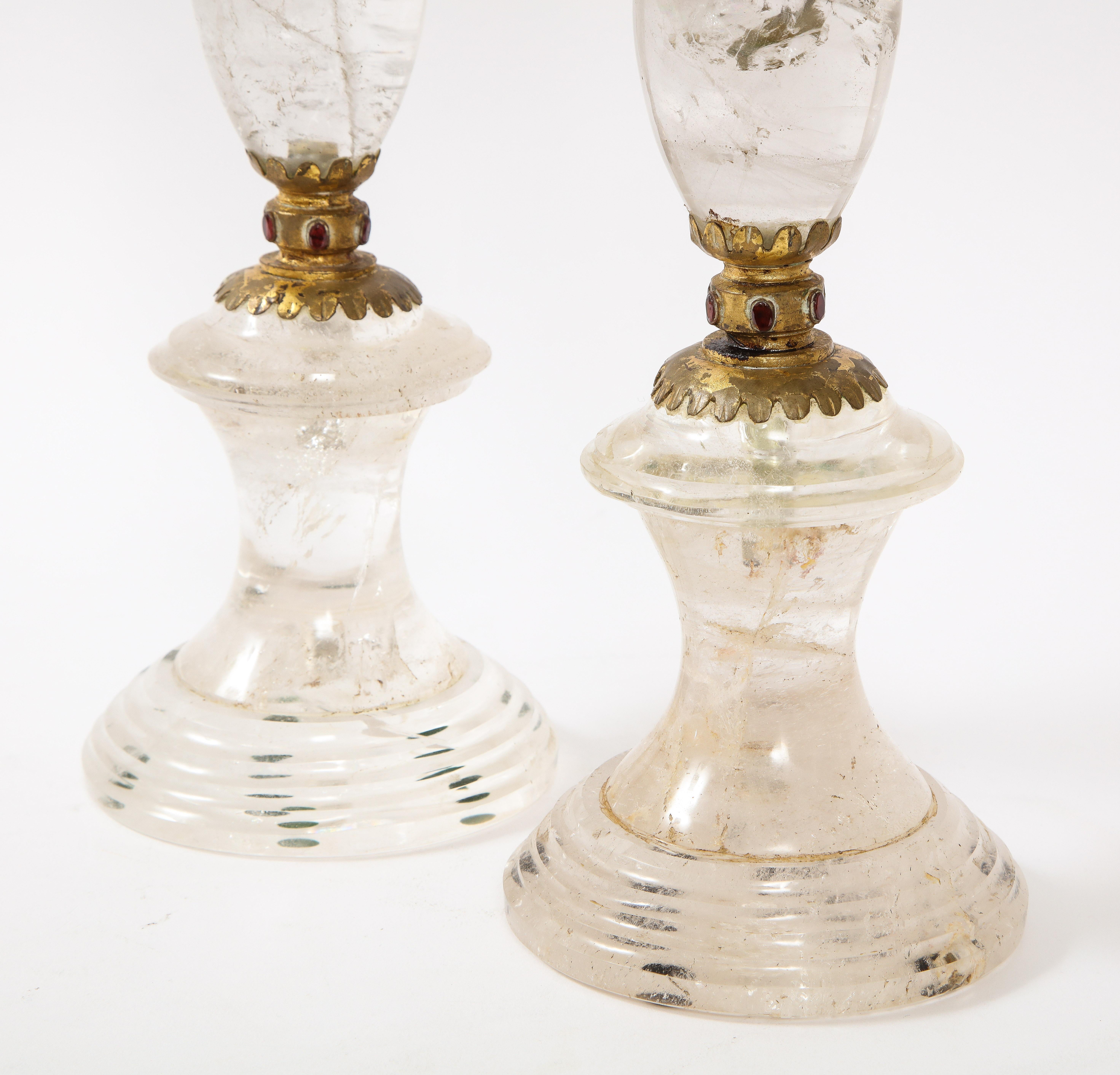Paire de chandeliers Art Déco français en cristal de roche ornés de bijoux attribués à « Baguès » en vente 10