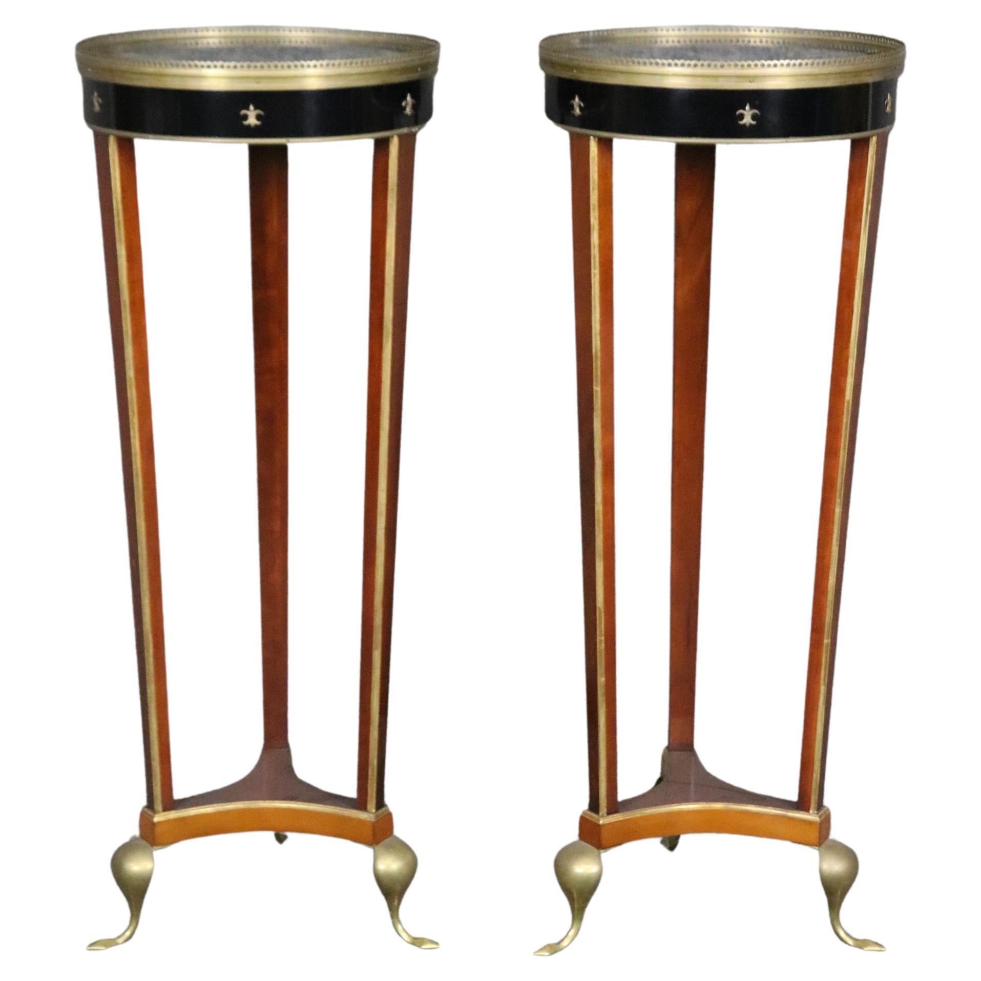 Fine Pair of John Widdicomb Brass and Faux Marble Painted French Empire Stands For Sale