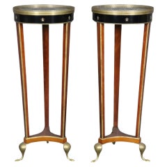 Fine Pair of John Widdicomb Brass and Faux Marble Painted French Empire Stands