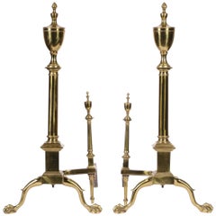 Fine Pair of Large Brass Andirons