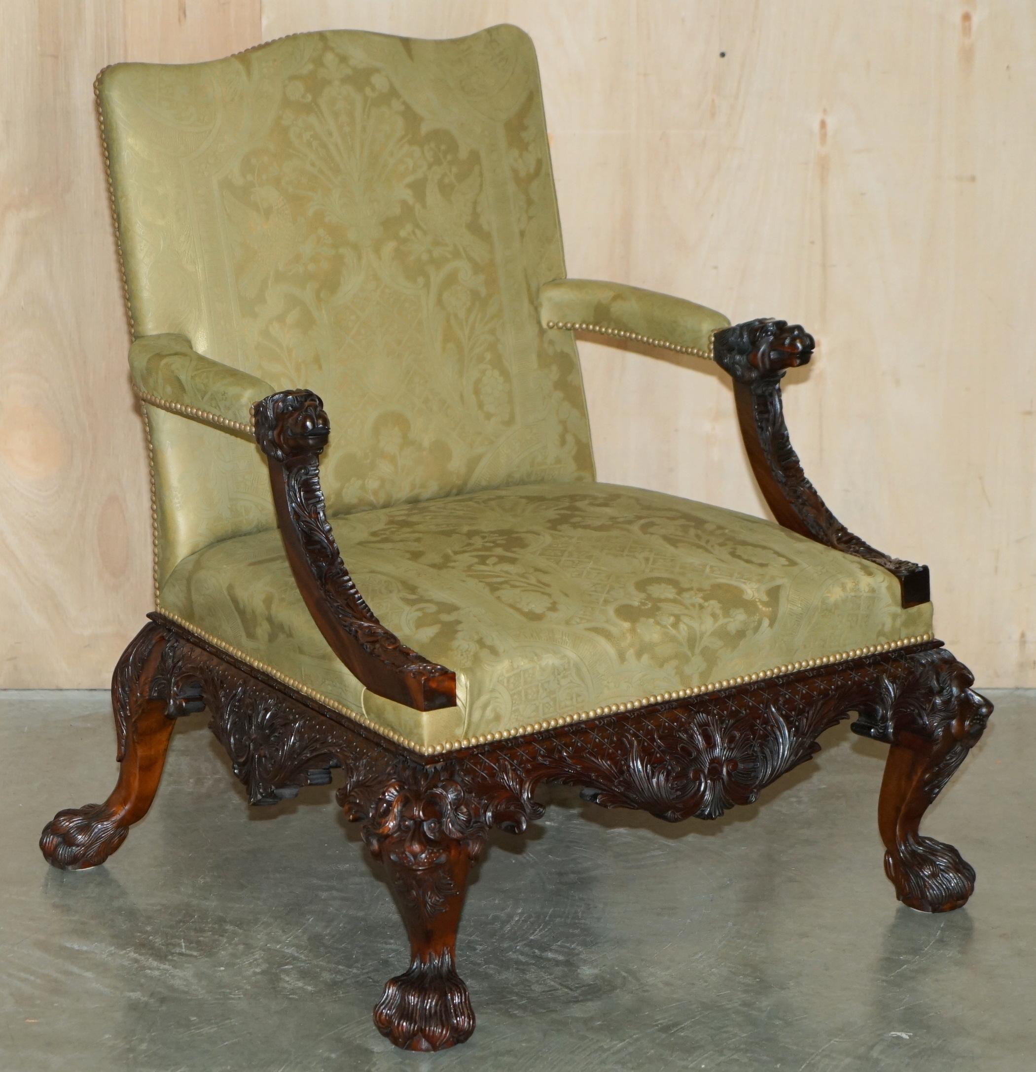 FINE PAiR OF LARGE CARVED GAINSBOROUGH ARMCHAIRS AFTER GILES GRENDEY 1693-1780 For Sale 12