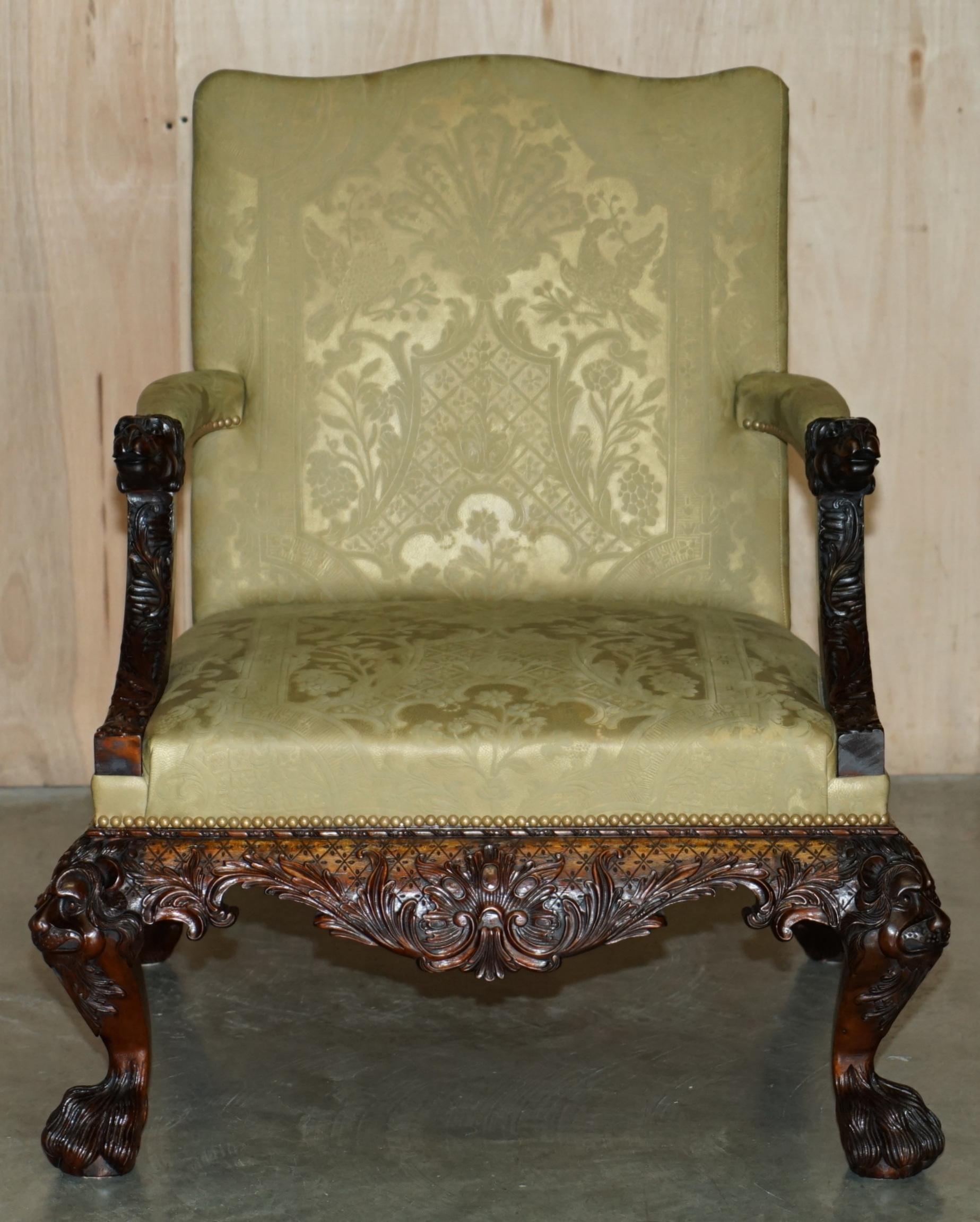 FINE PAiR OF LARGE CARVED GAINSBOROUGH ARMCHAIRS AFTER GILES GRENDEY 1693-1780 For Sale 13