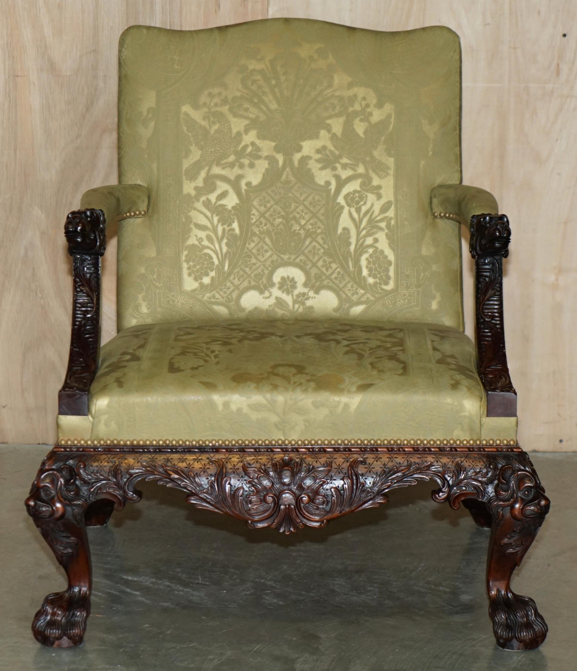 Georgian FINE PAiR OF LARGE CARVED GAINSBOROUGH ARMCHAIRS AFTER GILES GRENDEY 1693-1780 For Sale