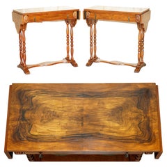 FINA PAR DE GRANDES FIGURADO BURR BURL WALNUT EXTENDING OCCASIONAL SiDE END TABLES