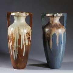 Fine Pair of Large Greber Beauvais Amphora Form Vases