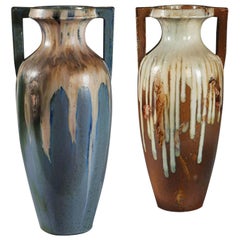 Fine Pair of Large Greber Beauvais Amphora Form Vases