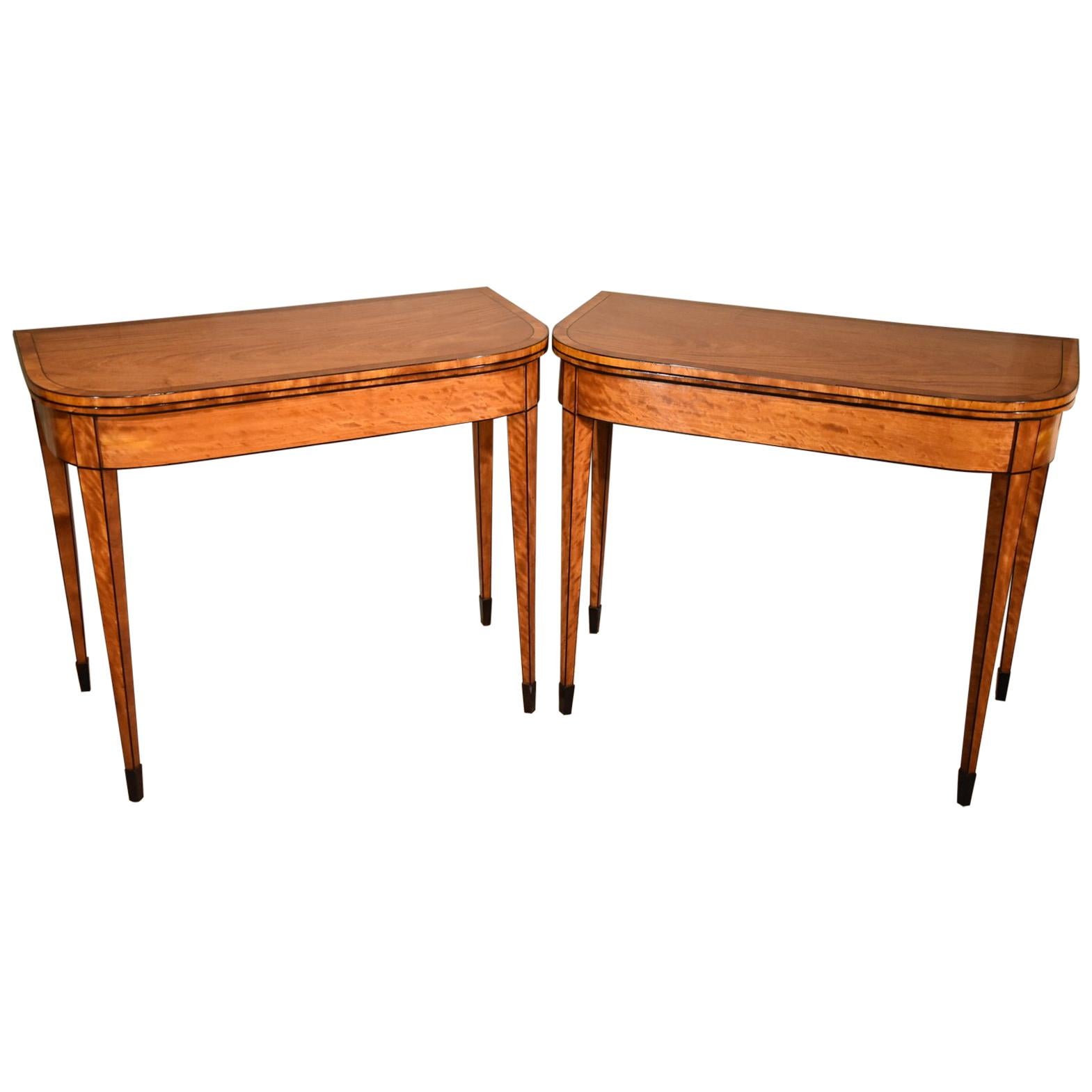 Fine Pair of Late 18th Century Satinwood Card Table For Sale