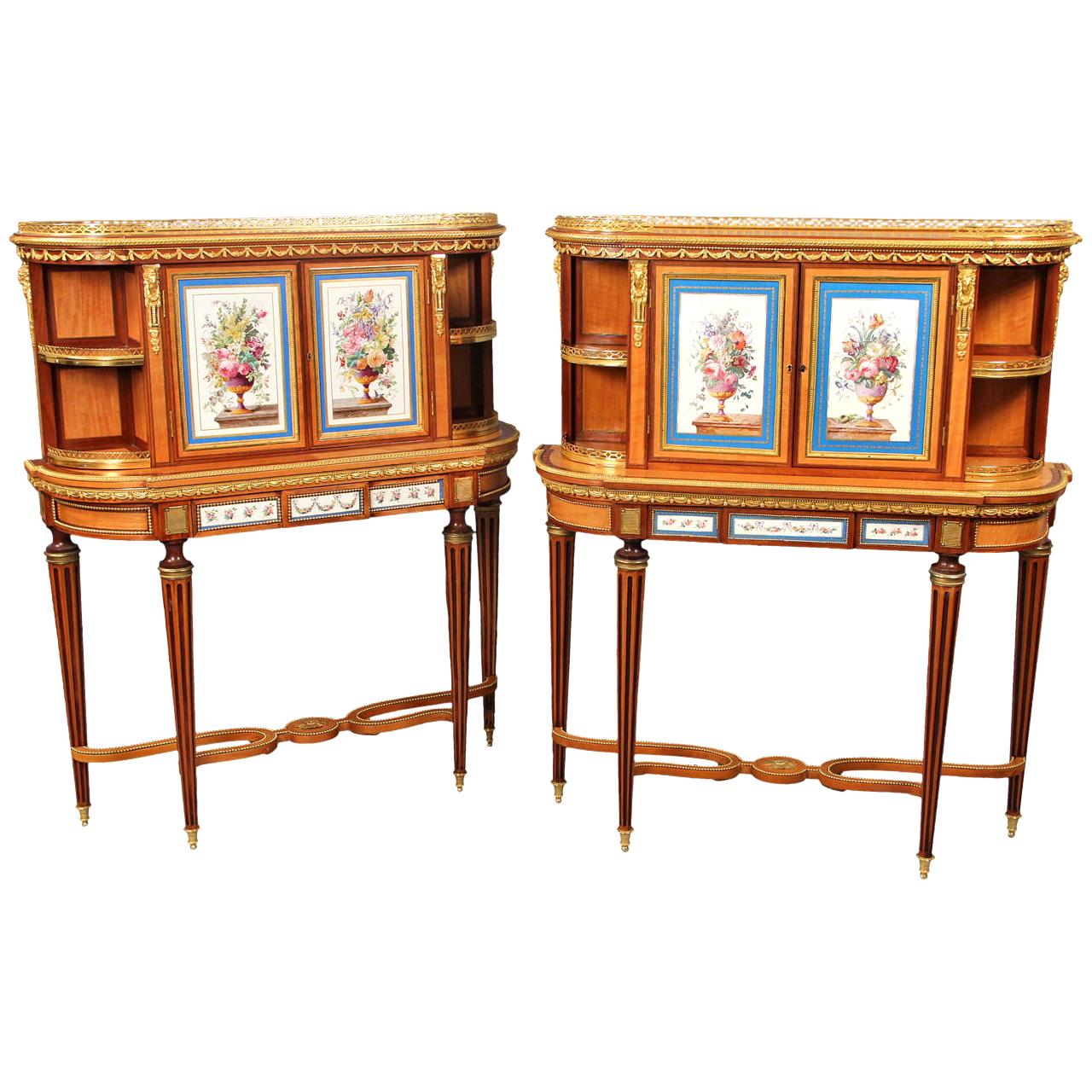 Fine Pair of Late 19th Century Bronze and Sevres Porcelain Cabinets by Gillows For Sale