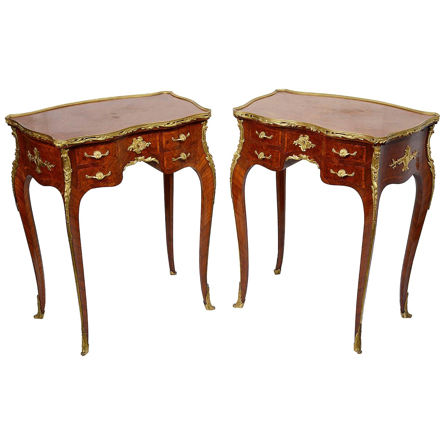 Fine Pair of Late 19th Century French, Linke Style Side Tables