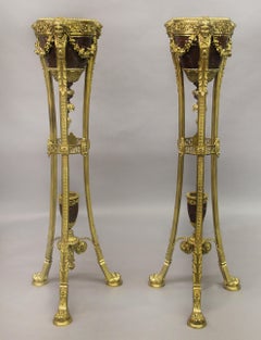 Fine Pair of Late 19th Century Napoleon III Gilt Bronze and Marble Jardinieres
