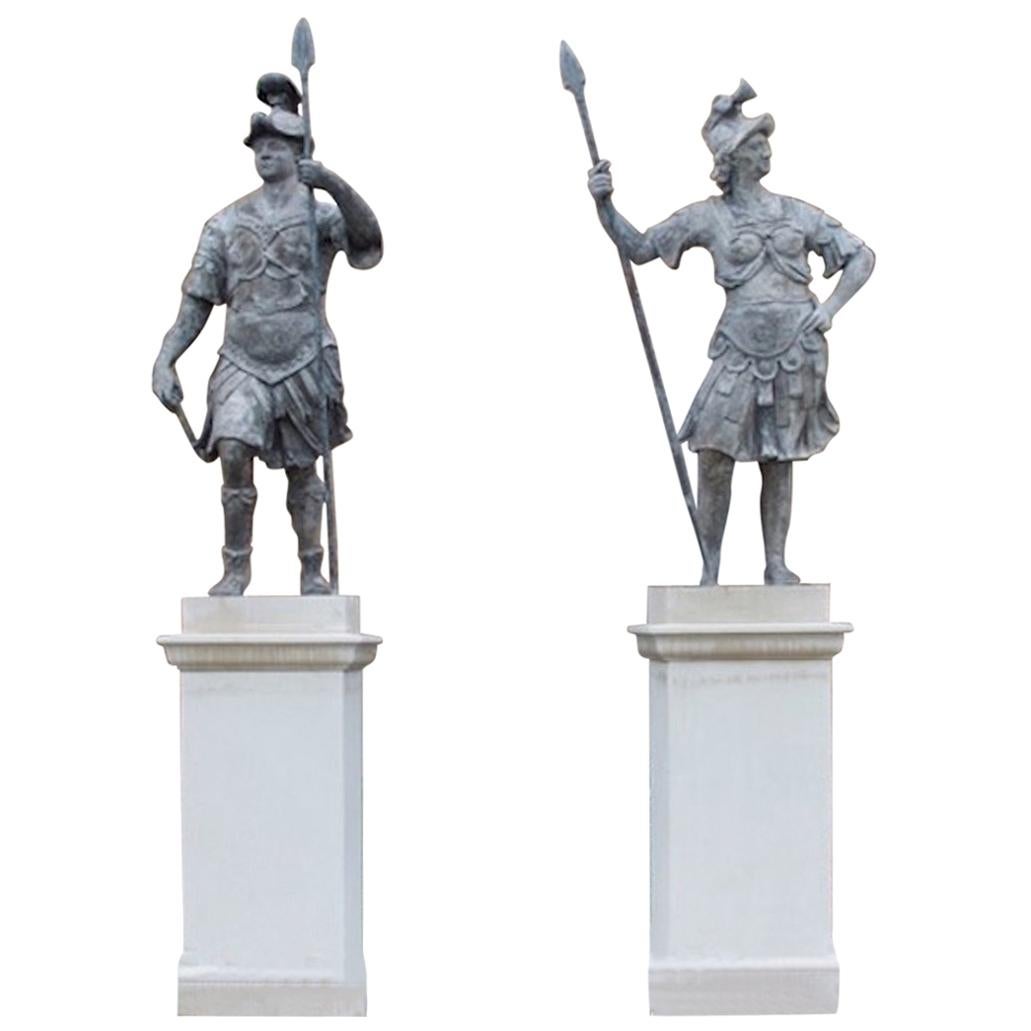 Fine Pair of Lead 18th Century Statues of Mars and Minerva by John Nost