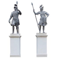 Fine Pair of Lead 18th Century Statues of Mars and Minerva by John Nost