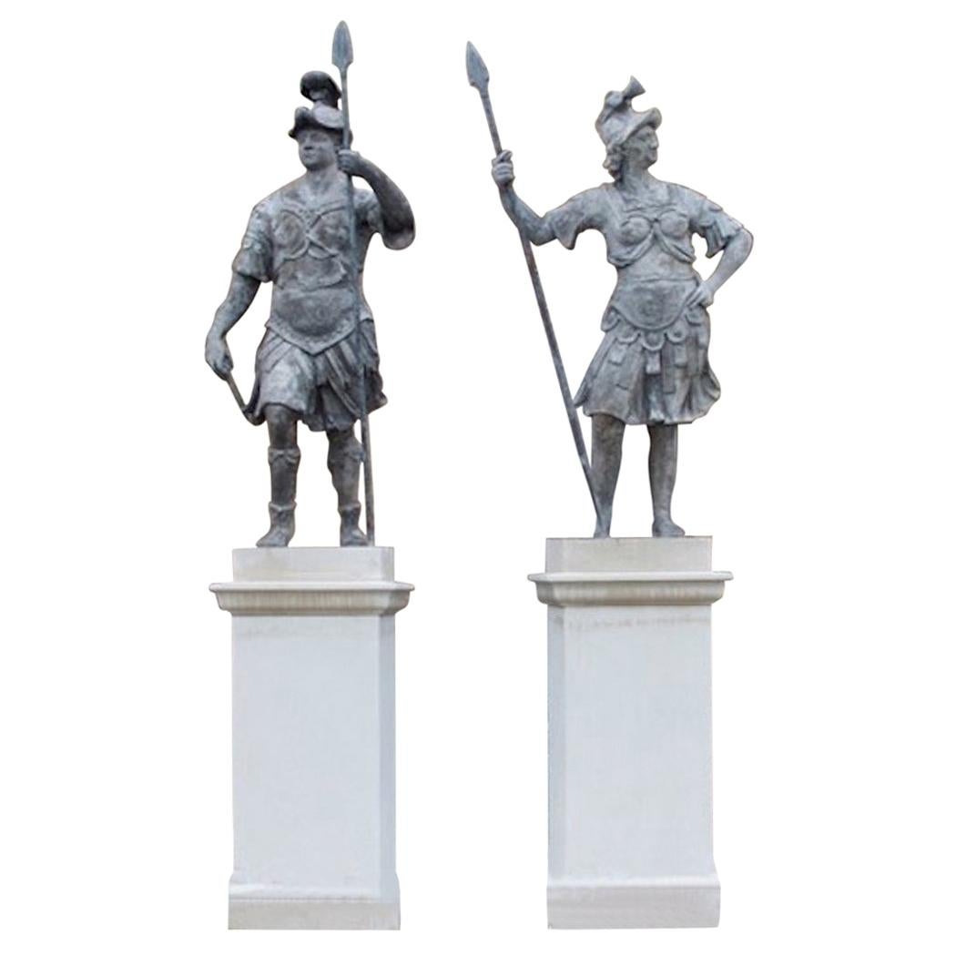 Fine Pair of Lead 18th Century Statues of Mars and Minerva by John Nost For Sale