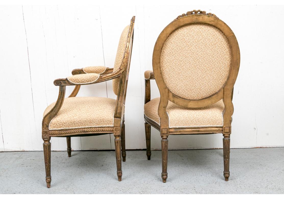 Fine Pair Of Louis XVI Style Antique Arm Chairs For Sale 2