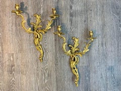 Fine Pair of Louis XVI Style Ormolu Wall Lights, Not Electrified