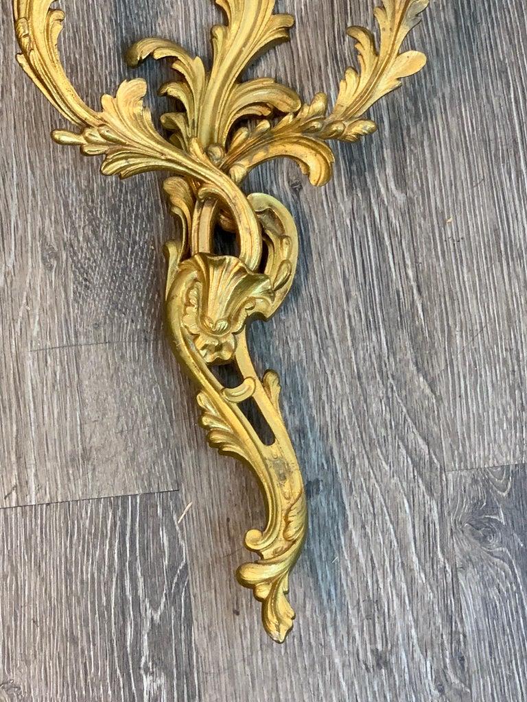 Fine Pair of Louis XVI Style Ormolu Wall Lights, Not Electrified For Sale 1