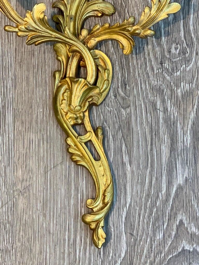 Fine Pair of Louis XVI Style Ormolu Wall Lights, Not Electrified For Sale 2