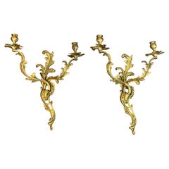 Fine Pair of Louis XVI Style Ormolu Wall Lights, Not Electrified