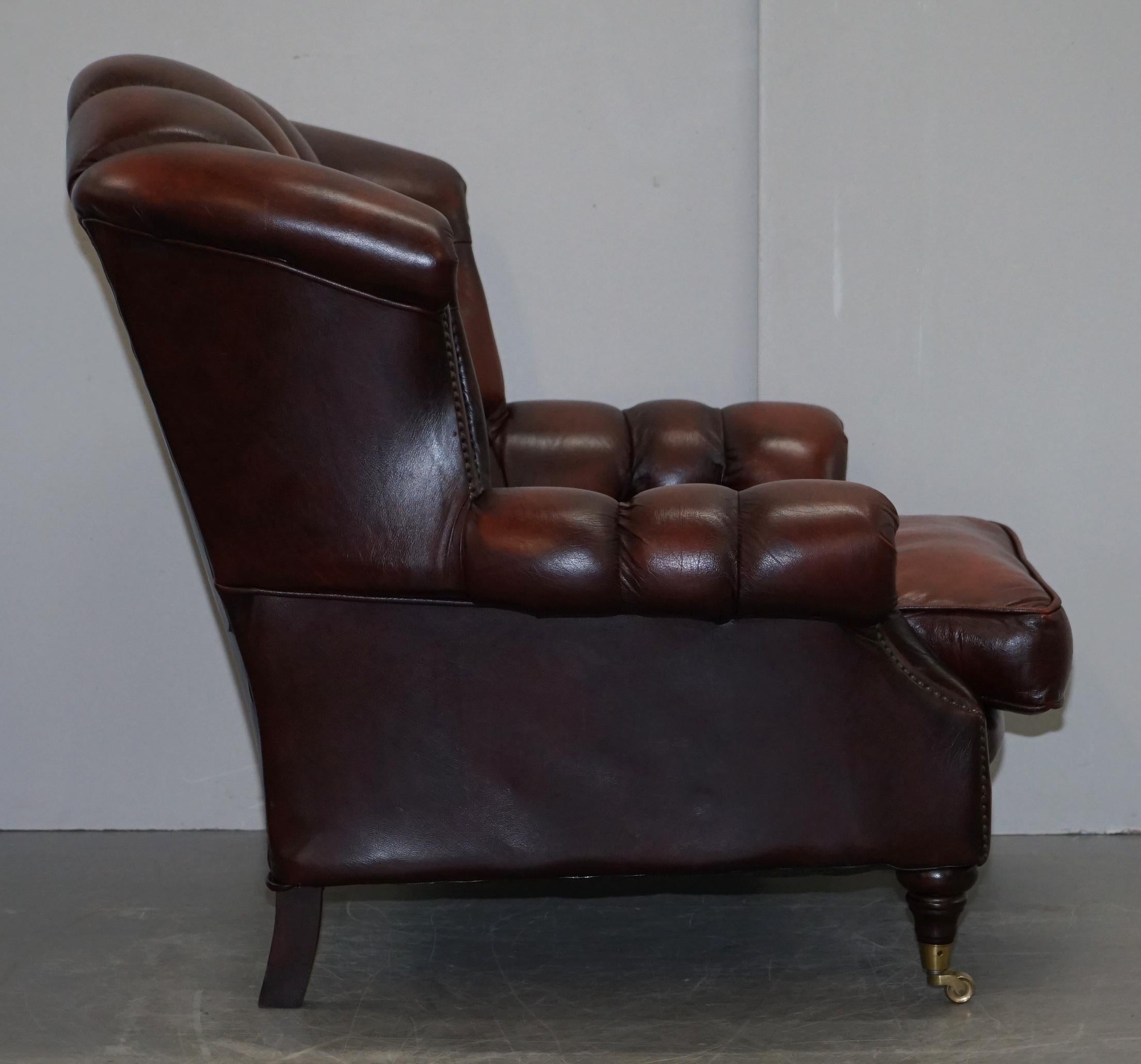 Fine Pair of Made in England Winchester Oxblood Leather Chesterfield Armchairs 4