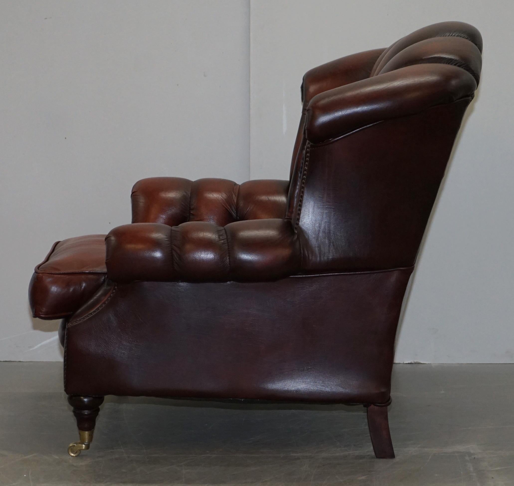 Fine Pair of Made in England Winchester Oxblood Leather Chesterfield Armchairs 6