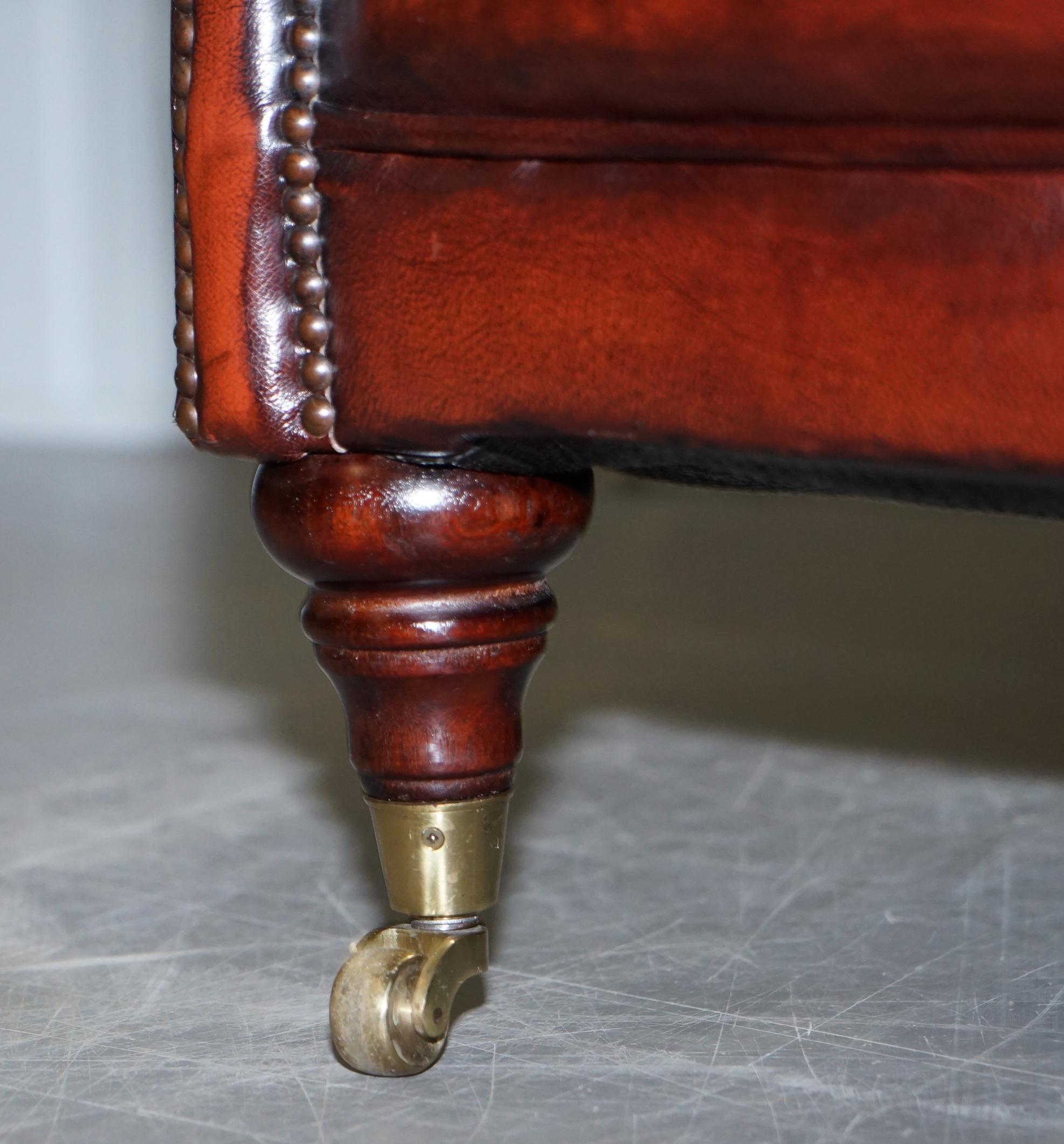 Fine Pair of Made in England Winchester Oxblood Leather Chesterfield Armchairs 4