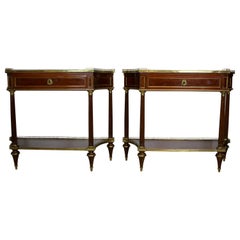 Fine Pair of Mahogany and Brass Console Tables