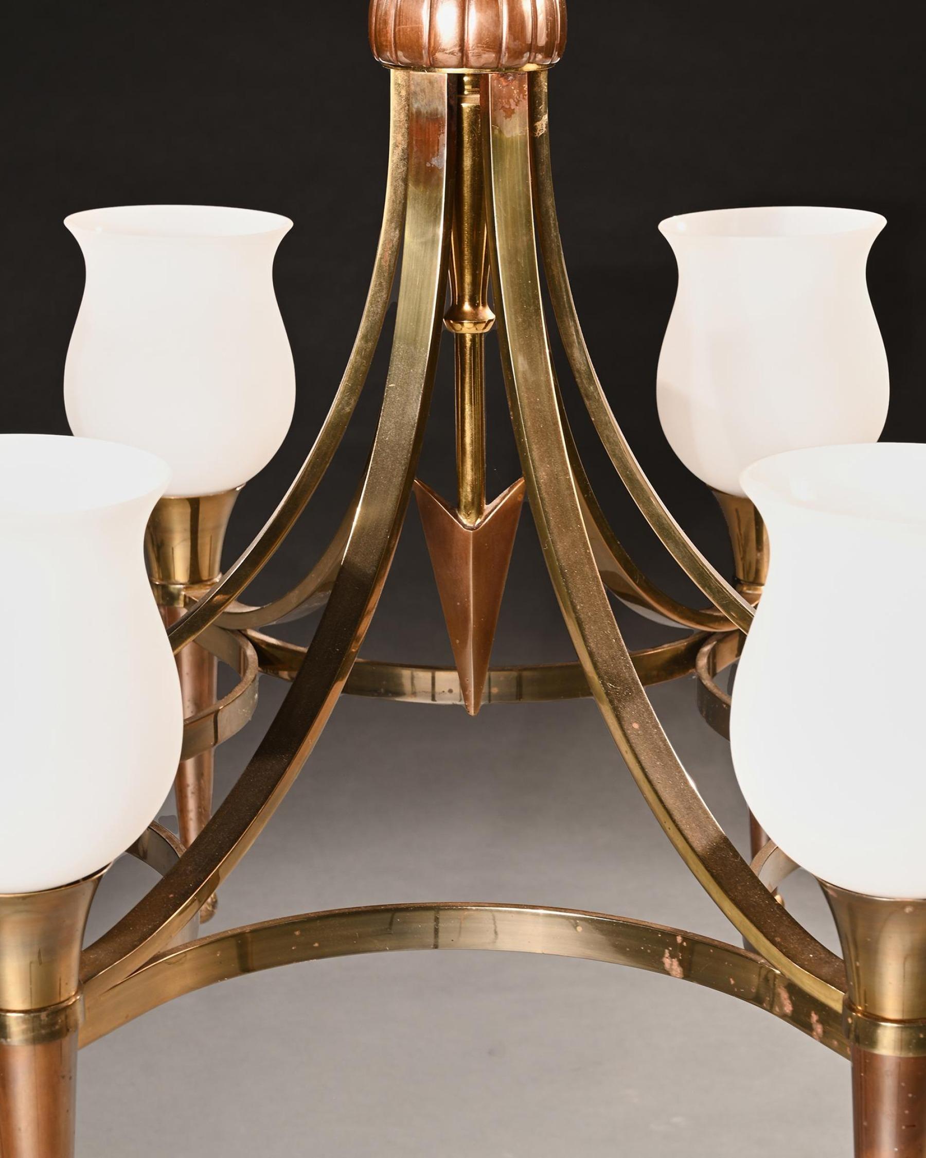 French Fine Pair of Maison Jansen Mid Century Chandeliers  For Sale
