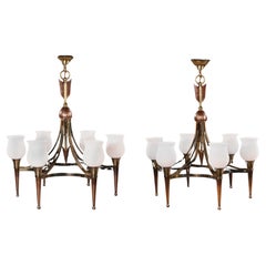 Fine Pair of Maison Jansen Mid Century Chandeliers 