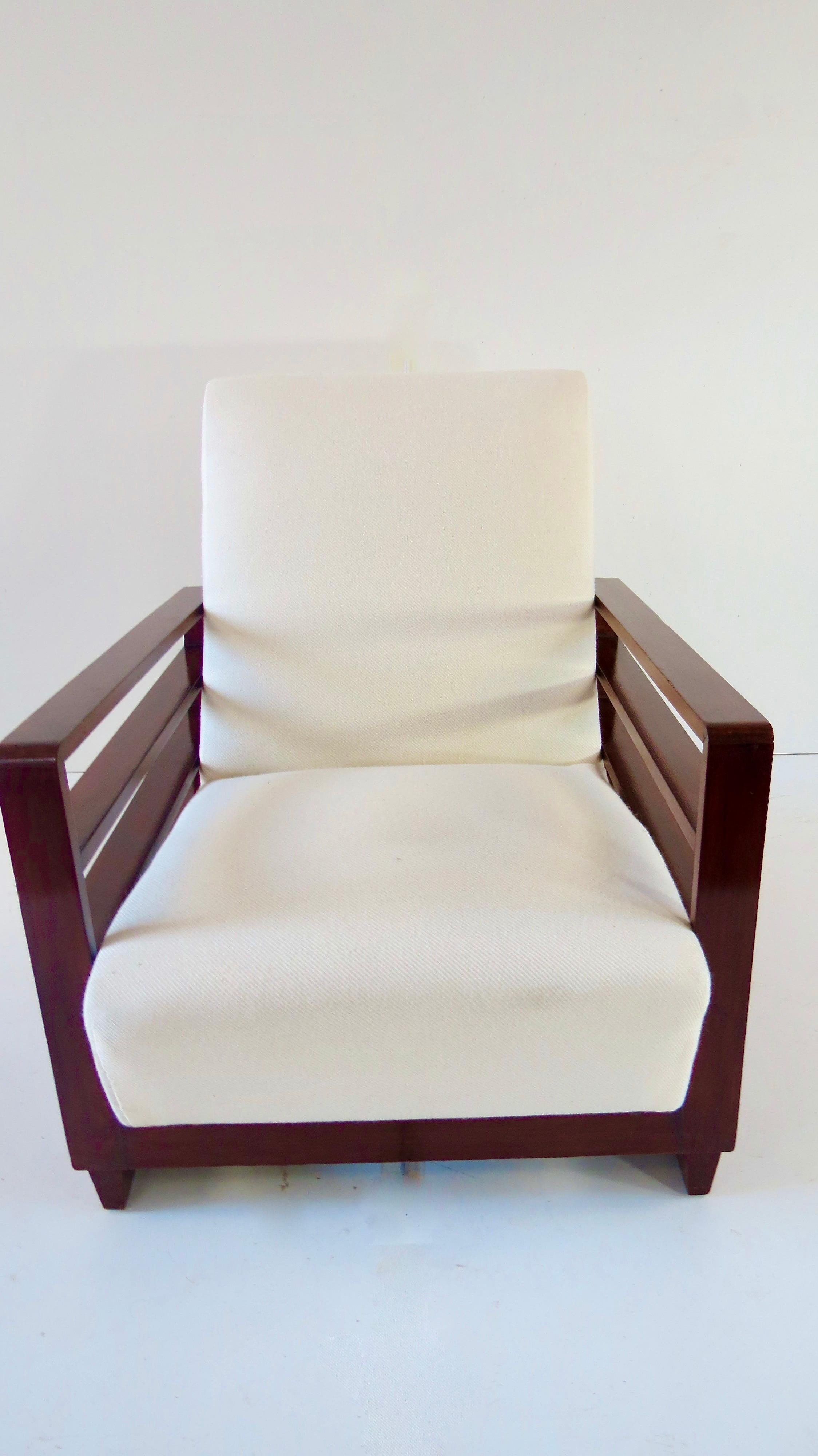 Fine Pair of Mario Quarti Rationalist Beech White Lounge Chairs, 1940 For Sale 5