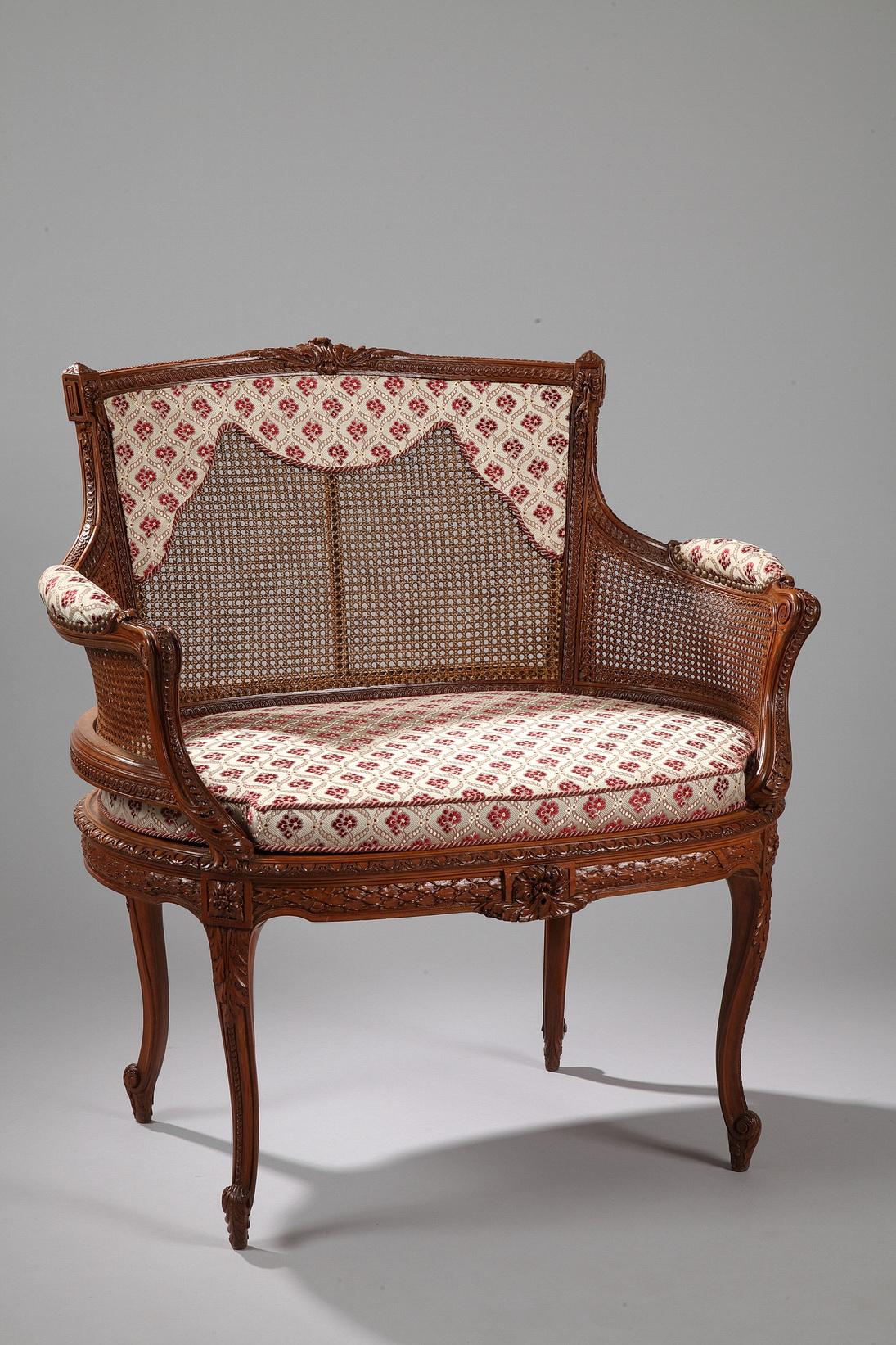 French Fine Pair of Marquise Seats After Georges Jacob, France, Circa 1880