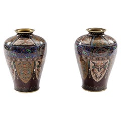 Fine Pair of Meiji Cloisonné Enamel Vases, Attributed to The Ando Jubei Company