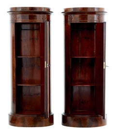 Fine Pair of Mid-19th Century Flame Mahogany Pedestal Cabinets