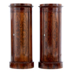 Fine Pair of Mid-19th Century Flame Mahogany Pedestal Cabinets