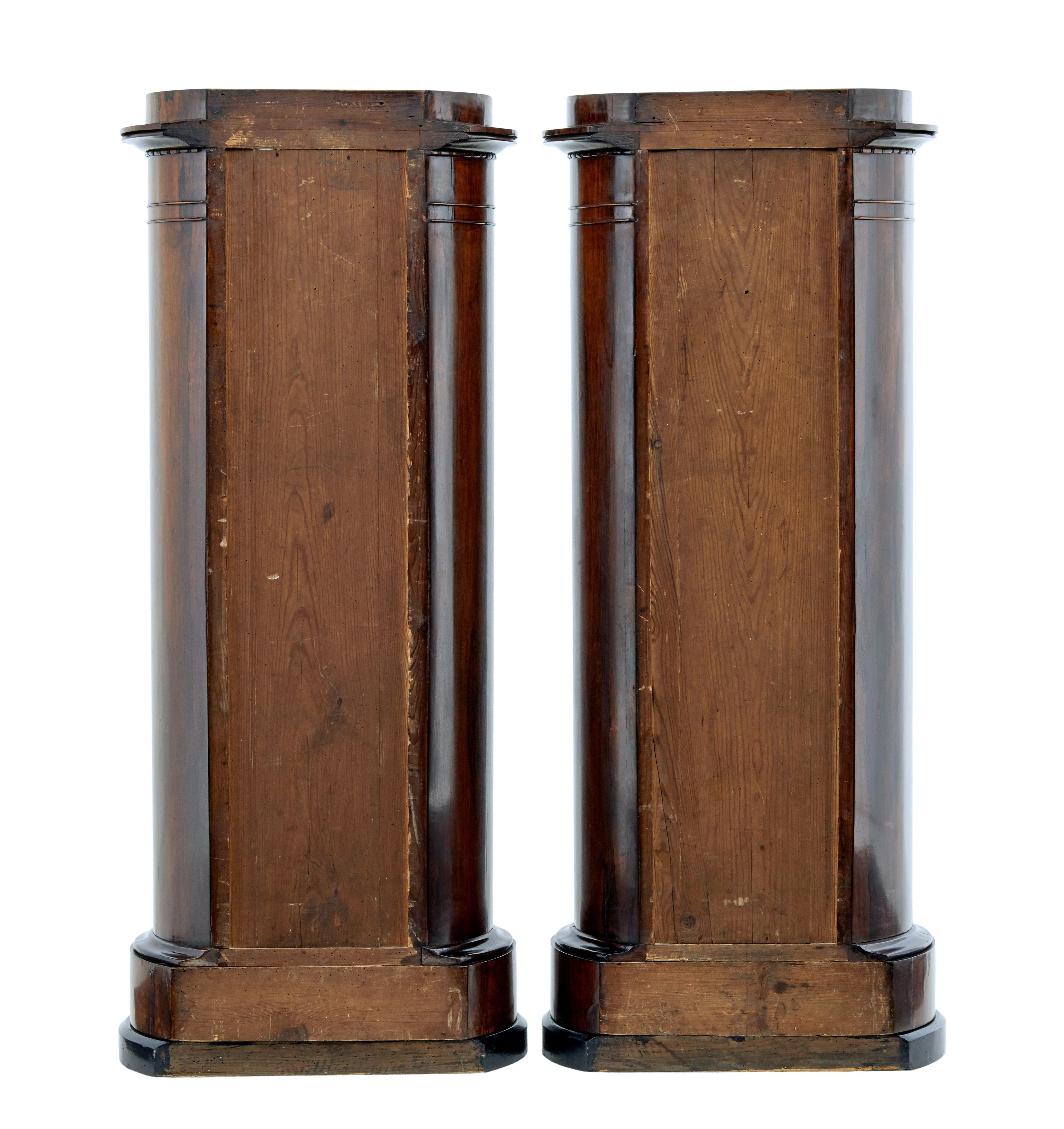 Danish Fine Pair of Mid-19th Century Palisander Pedestal Cabinets