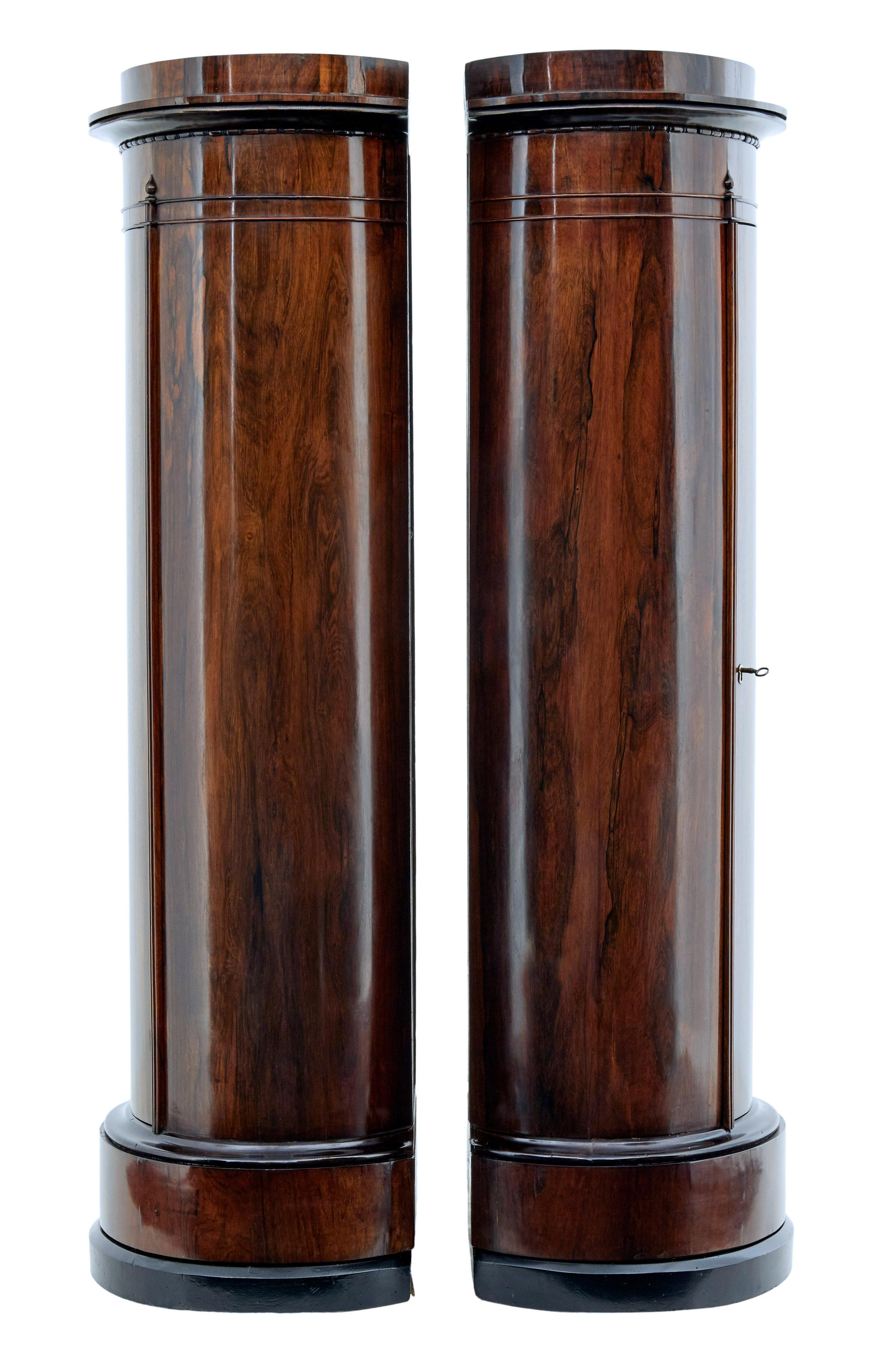 French Fine Pair of Mid 19th Century Palisander Pedestal Cabinets