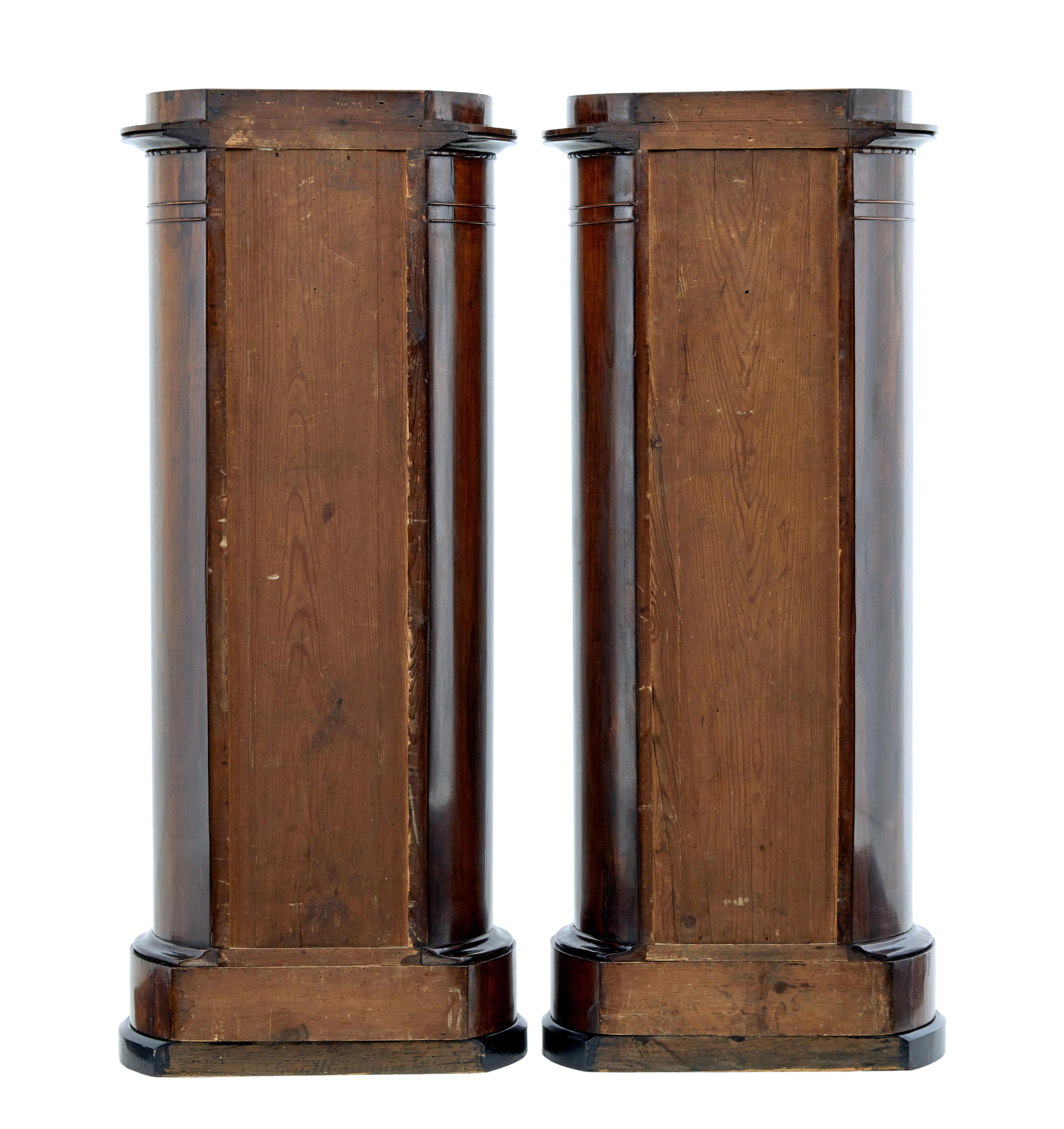 Hand-Carved Fine Pair of Mid 19th Century Palisander Pedestal Cabinets