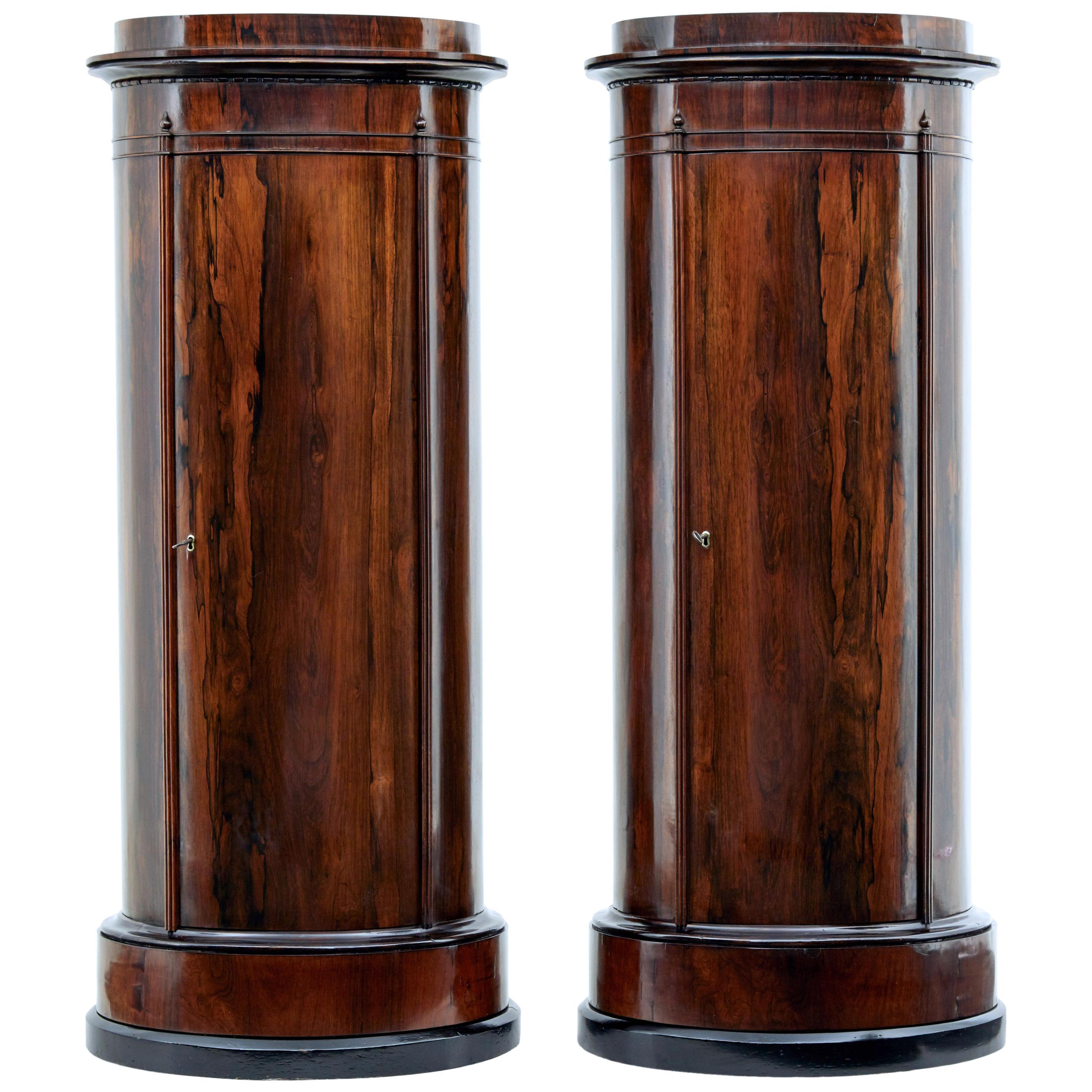 Fine Pair of Mid-19th Century Palisander Pedestal Cabinets