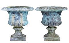 Fine pair of mid 20th century reconstituted stone garden urns