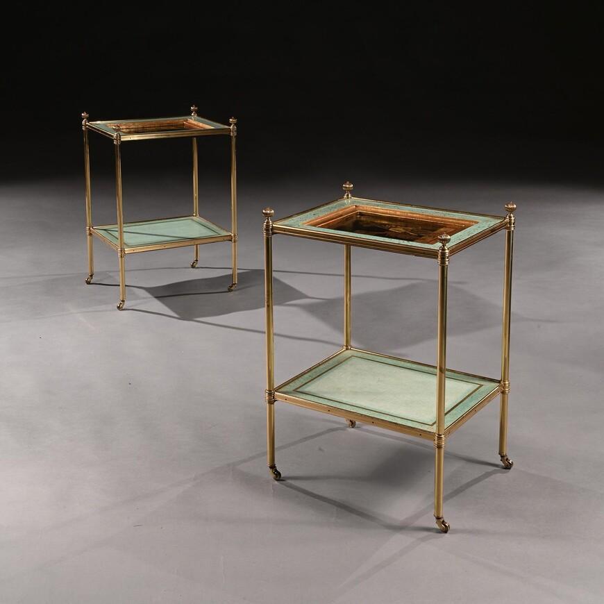 Mid-Century Modern Fine Pair of Mid 20th Century Two-Tier Brass Etageres by Mallett For Sale