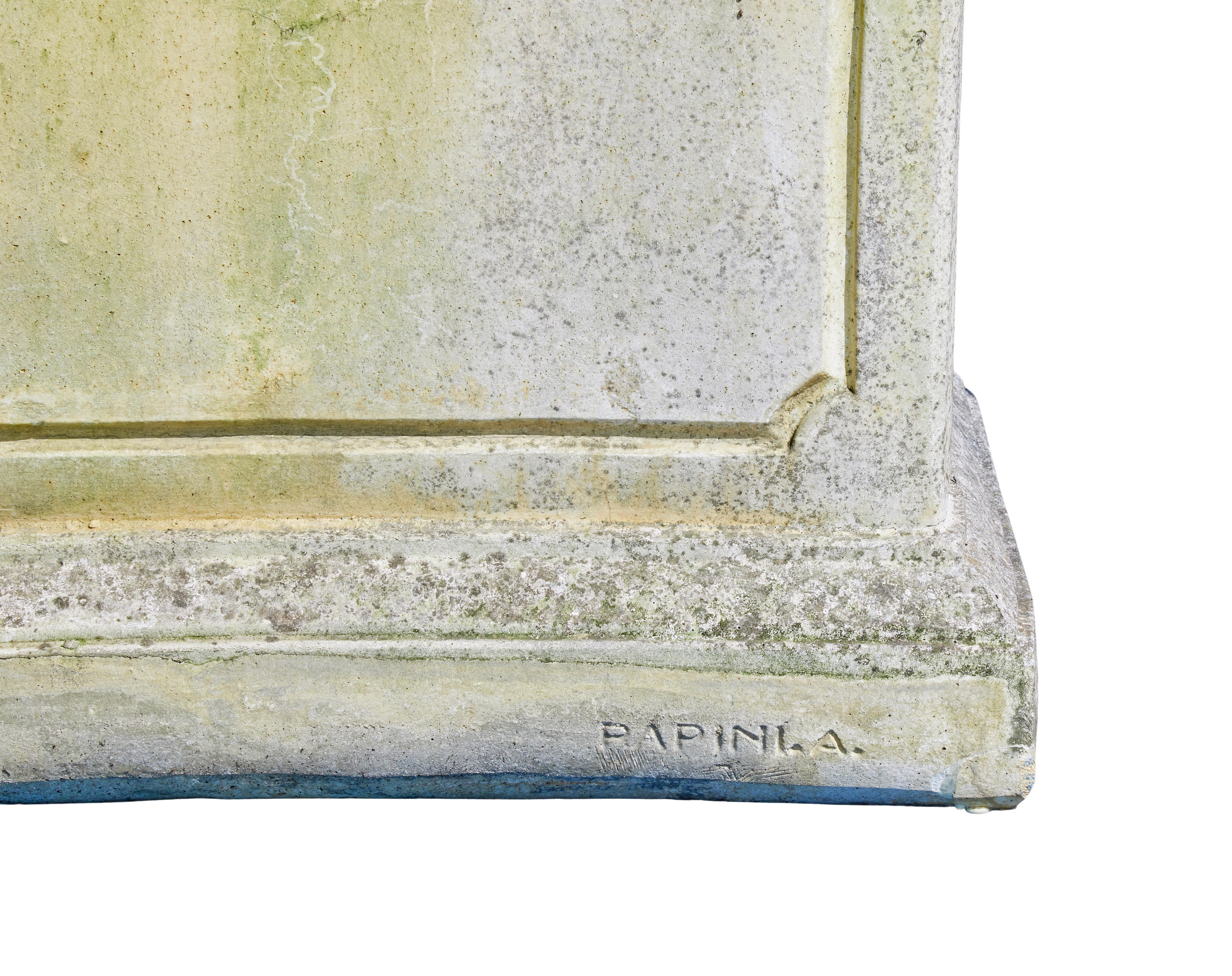 Fine pair of mid century carved stone lion statues In Good Condition For Sale In Debenham, Suffolk