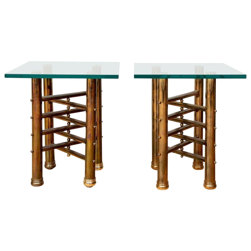 Fine Pair of Midcentury Brass Tables