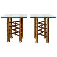Fine Pair of Midcentury Brass Tables