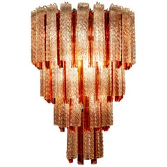 Fine Pair of Midcentury Murano Glass Tronchi Four-Tier Chandelier, 1960